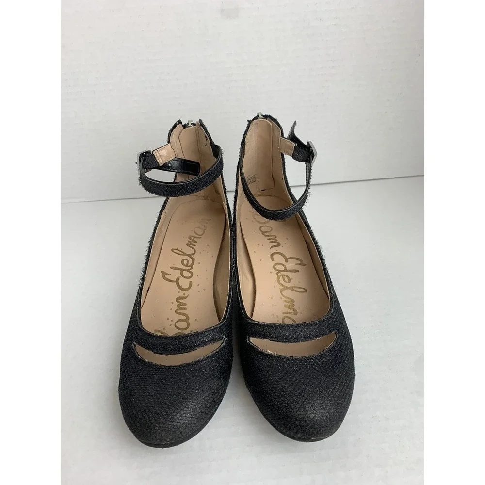 Sam Edelman Big Girl Shoes Size 3 Black‎ Sparkle Evelyn Betty Mary Jane Heel